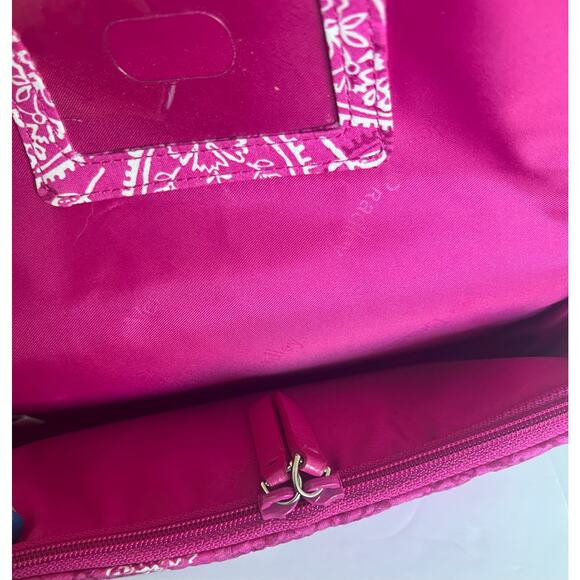 NWOT Vera Bradley Pink Stamped Paisley Organizer Turnlock Crossbody Bag Purse - Picture 7 of 13